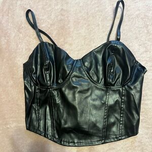 Rue21 Black Faux Leather Crop Top